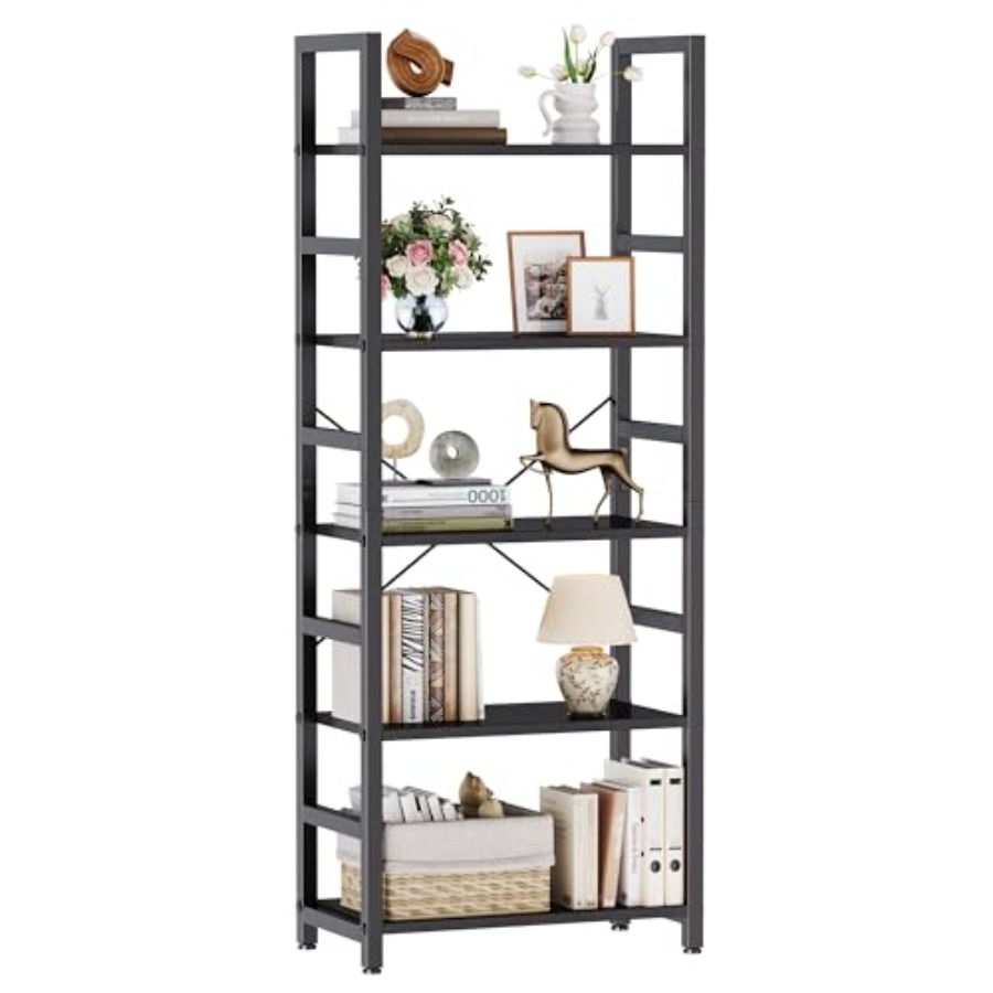 Home Office In Living Room - Estantería de 5 Niveles, Librería Moderna