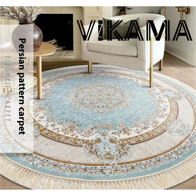 Home Office Rug - VIKAMA-alfombra suave con borlas azul turco