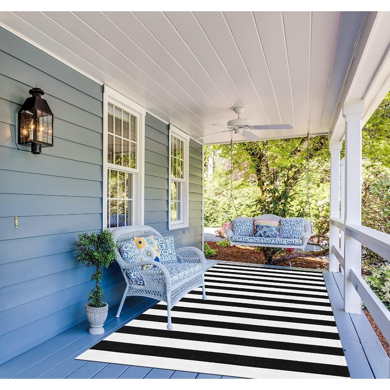 Alfombra a Rayas Blancas y Neg - Home Office Rug reseña y precio