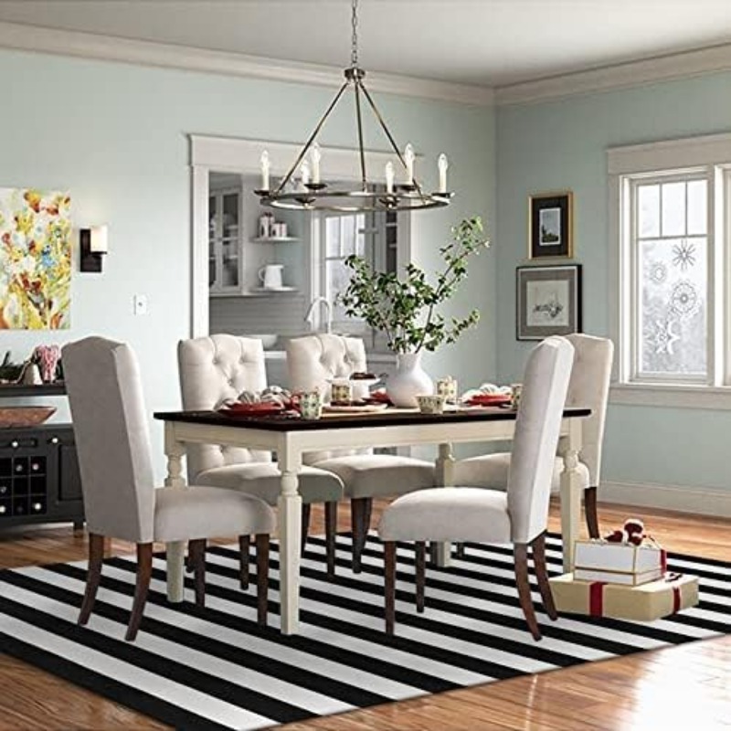 Alfombra a Rayas Blancas y Neg - Home Office Rug reseña y precio